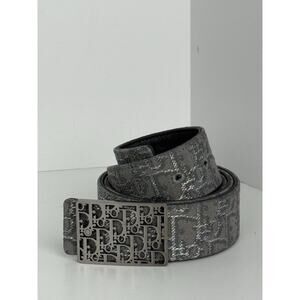 Christian Dior Jacquard Oblique Cosmo Belt Grey